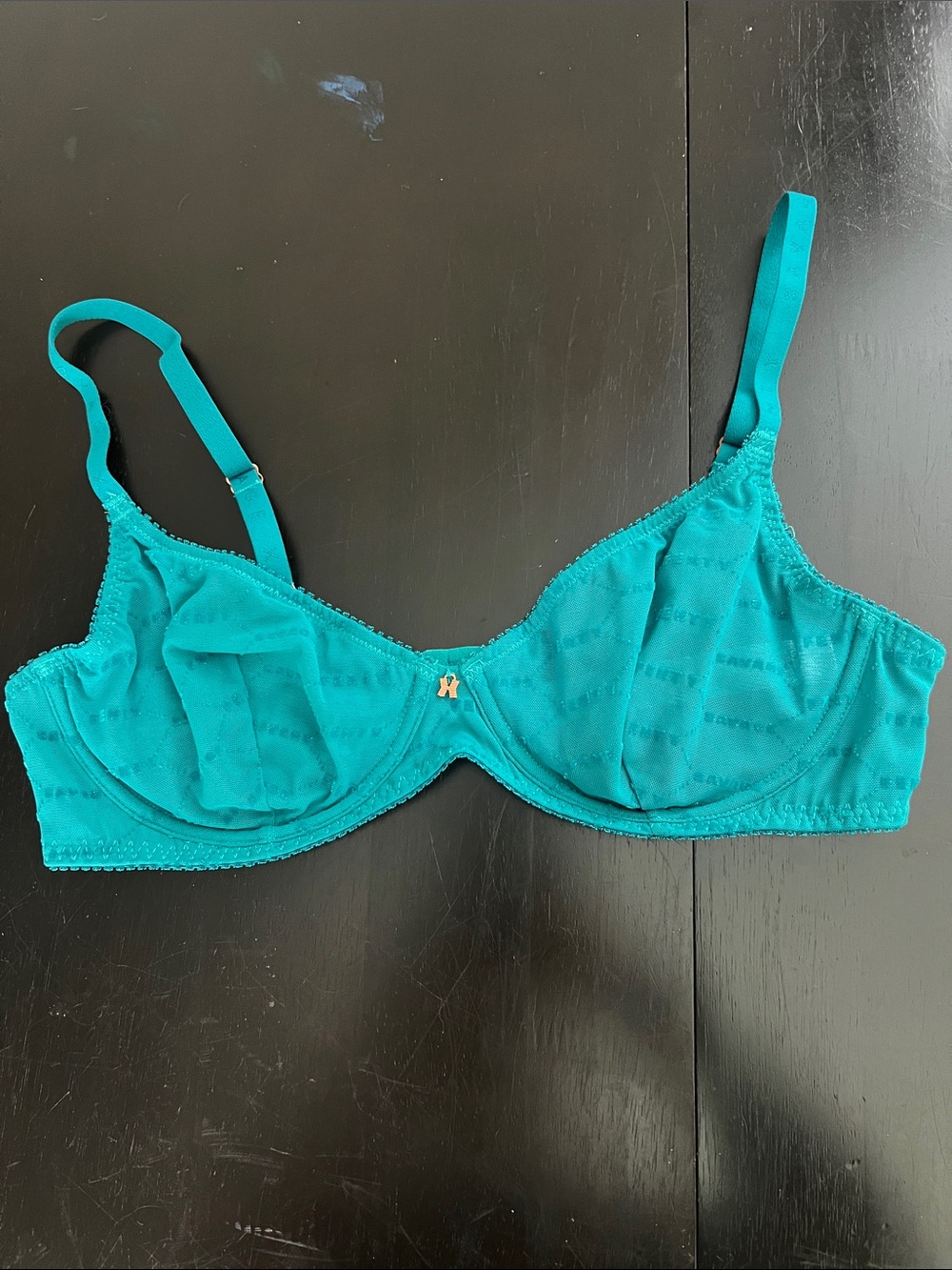 Savage X Teal Sheer Underwire Bra with Center Accent